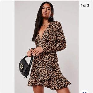 Missguided Plus Leopard Ruffle Hem Tea Dress US 16 NWT